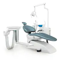 Fengdan BZ636 Plus - стоматологическая установка, с боковой нижней подачей, со скалером, с микромотором, цвет P01 голубой, в комплекте два стула врача B2